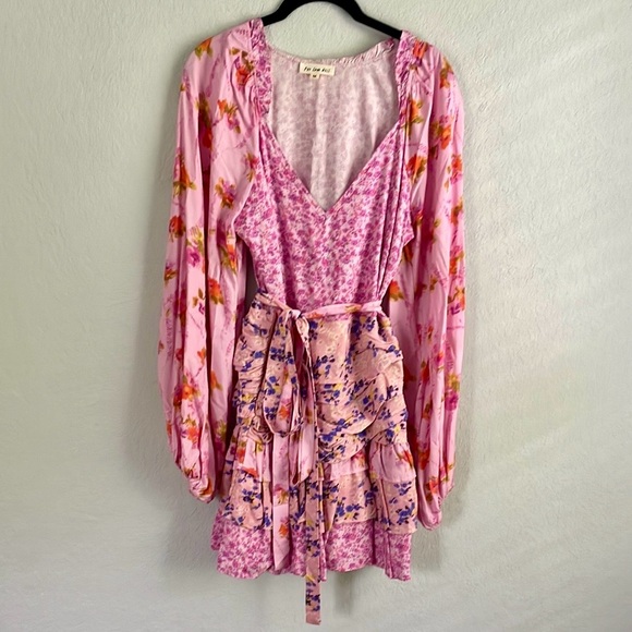 Pink Floral Ruffle Mini Dress - Picture 3 of 5